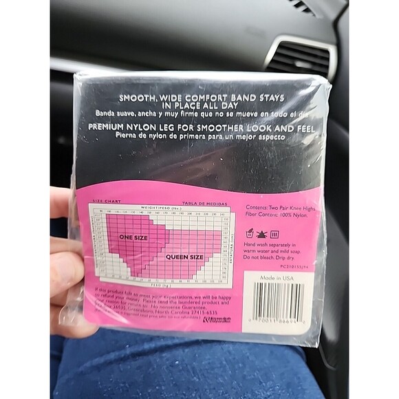 No Nonsense Nylon Knee Highs Comfort Top Sheer Toe 2 Pair Pack USA Tan Size Q - Picture 5 of 5